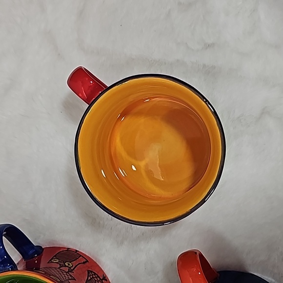 Set of 4 PIER ONE 1 Imports Coffee Colorful Owls Stackable Owl Mugs Tea Cups - Picture 5 of 8